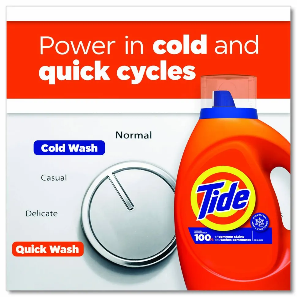 Tide HE Laundry Detergent, Original Scent, Liquid, 64 Loads, 80 oz Bottle, 4/Carton
