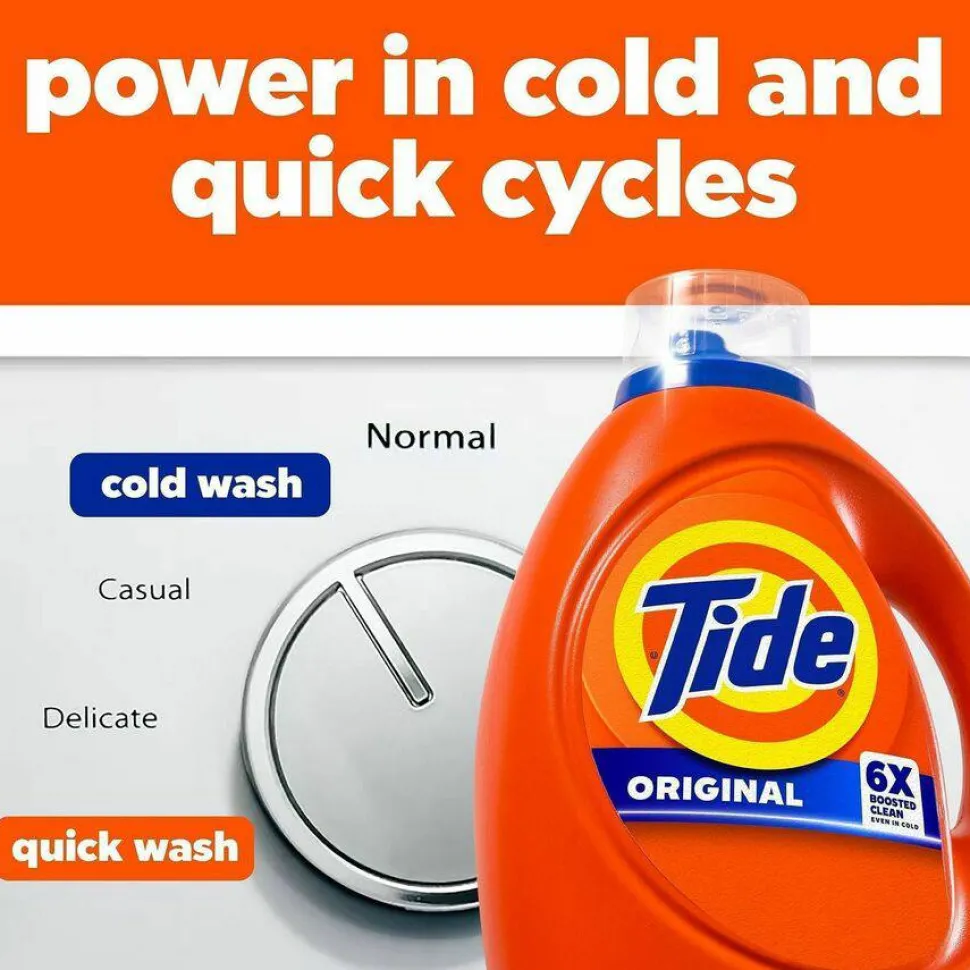Tide Liquid Tide Laundry Detergent, Original Scent, 32 Loads, 40 oz Bottle, 6/Carton