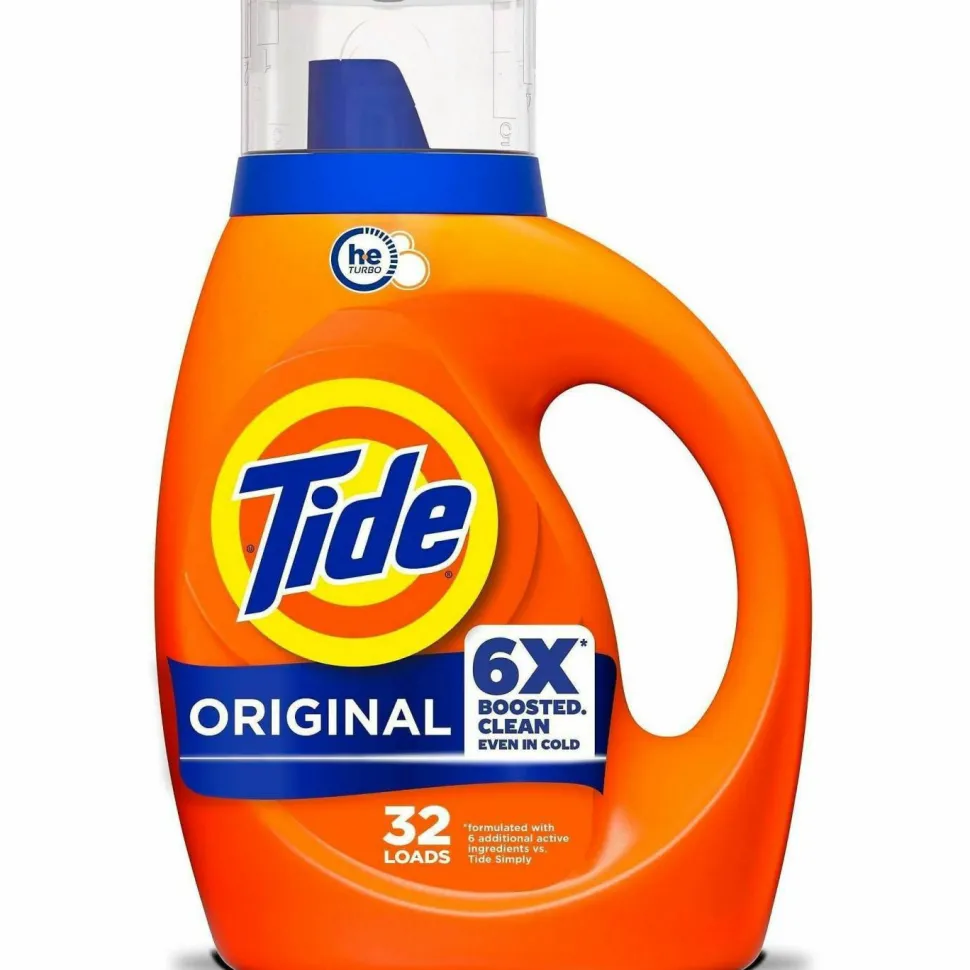 Tide Liquid Tide Laundry Detergent, Original Scent, 32 Loads, 40 oz Bottle, 6/Carton