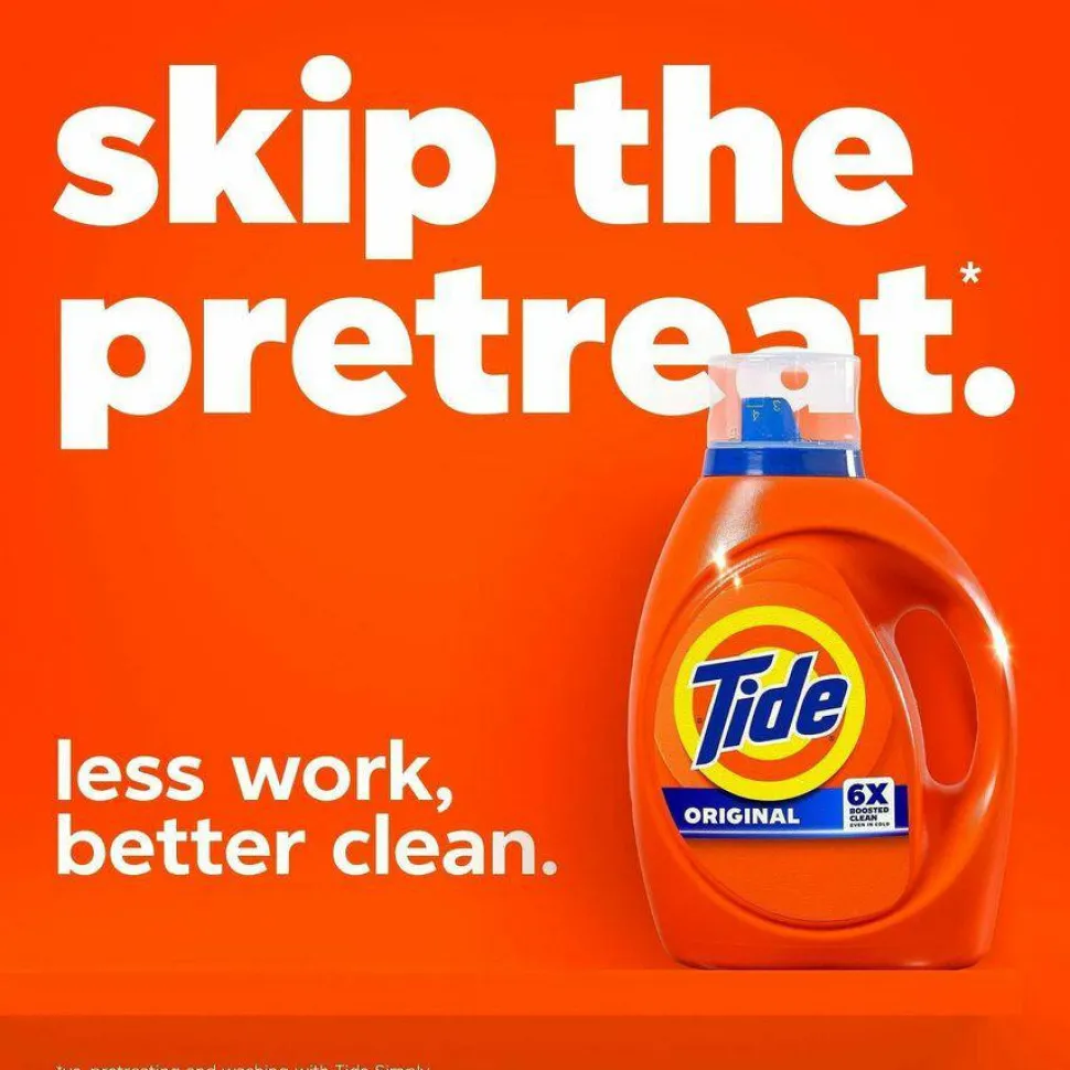 Tide Liquid Tide Laundry Detergent, Original Scent, 32 Loads, 40 oz Bottle, 6/Carton