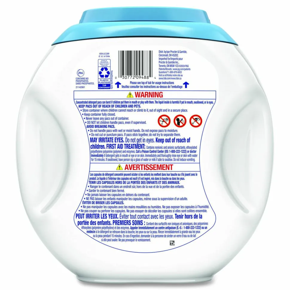 Tide PODS Laundry Detergent, Free and Gentle, HE Compatible, 56 oz Tub, 76 Pacs/Tub, 4 Tubs/Carton