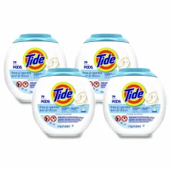 Tide PODS Laundry Detergent, Free and Gentle, HE Compatible, 56 oz Tub, 76 Pacs/Tub, 4 Tubs/Carton