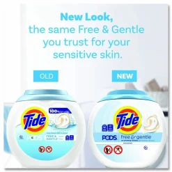 Tide PODS Laundry Detergent, Free and Gentle, HE Compatible, 56 oz Tub, 76 Pacs/Tub, 4 Tubs/Carton