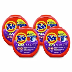Tide PODS Laundry Detergent, HE Compatible, Spring Meadow, 57 oz Tub, 76 Pacs/Tub, 4 Tubs/Carton