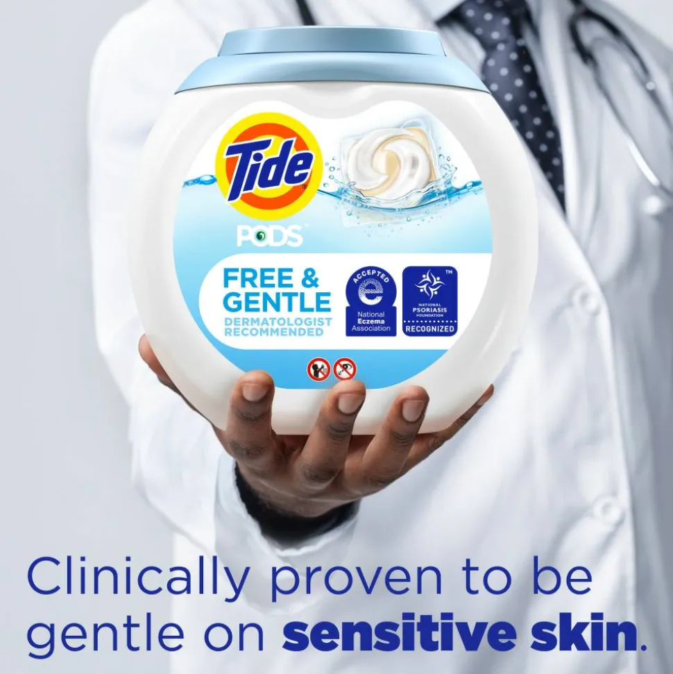 Tide PODS Liquid Laundry Detergent Pacs, Free & Gentle, 63 Oz, Pack Of 76 Pods
