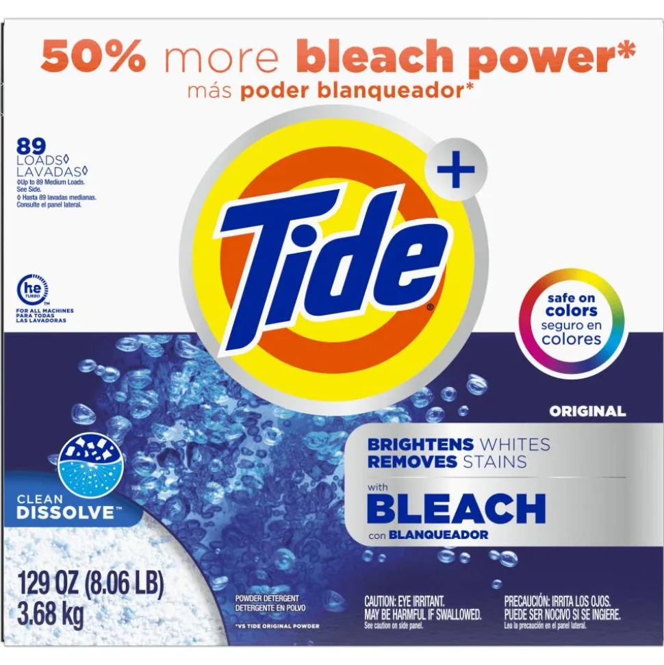 Tide Powder Laundry Detergent With Bleach, Original, 129 Oz, Case Of 2 Containers