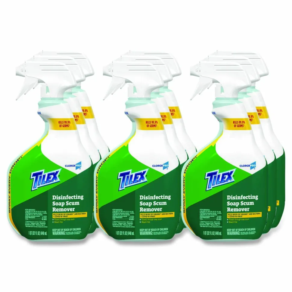 Tilex CloroxPro Disinfecting Soap Scum Remover Spray, Unscented, 32 oz Smart Tube Spray, 9/Carton