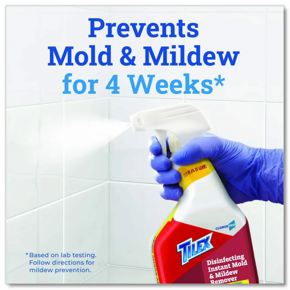 Tilex CloroxPro Disinfecting Instant Mold and Mildew Remover, Unscented, 32 oz Smart Tube Spray, 9/Carton