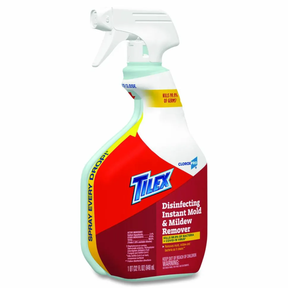 Tilex CloroxPro Disinfecting Instant Mold and Mildew Remover, Unscented, 32 oz Smart Tube Spray, 9/Carton