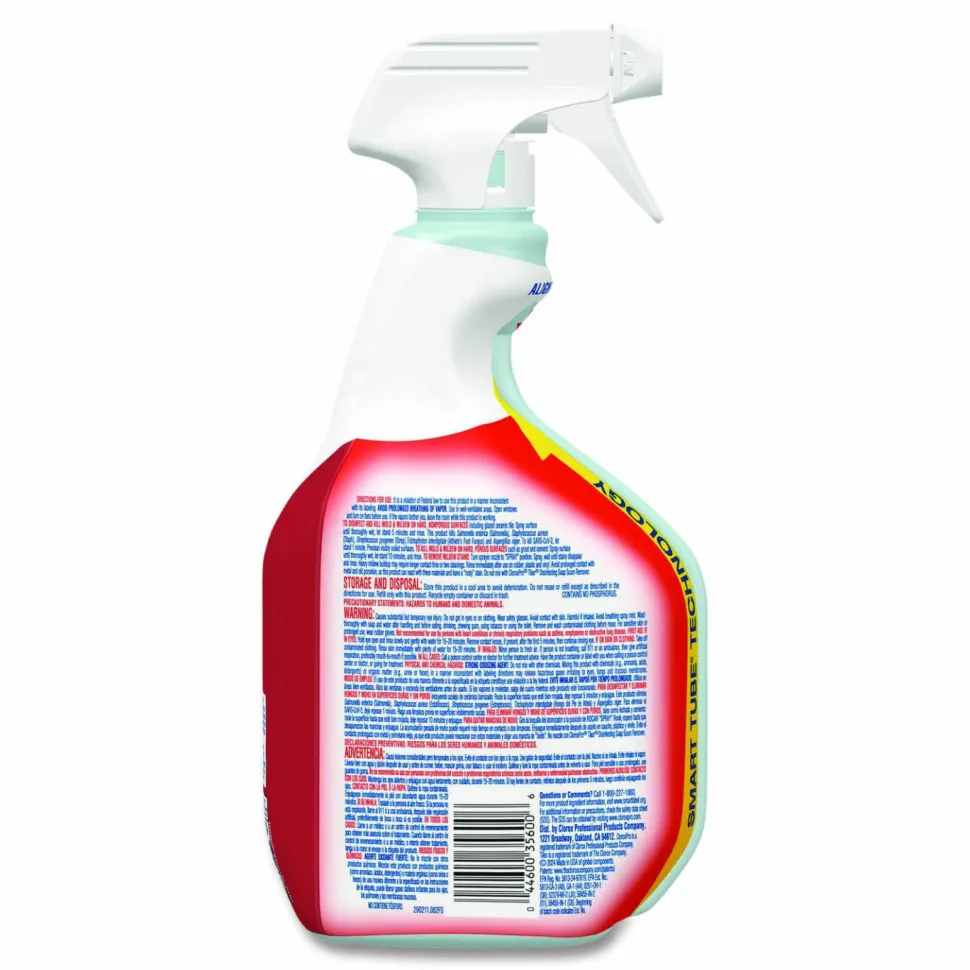 Tilex CloroxPro Disinfecting Instant Mold and Mildew Remover, Unscented, 32 oz Smart Tube Spray, 9/Carton