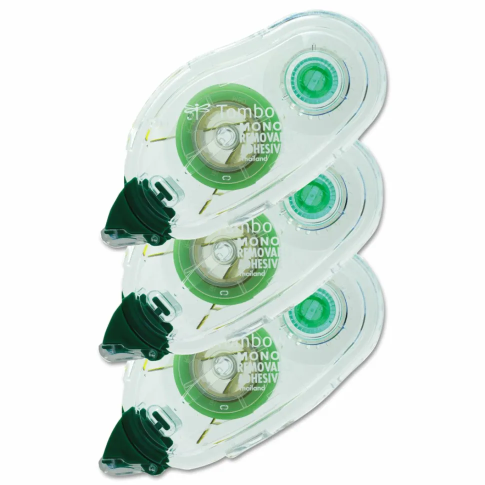 Tombow Mono Removable Adhesive Refill, 0.33" x 39.33 ft, Dries White, 3/Pack
