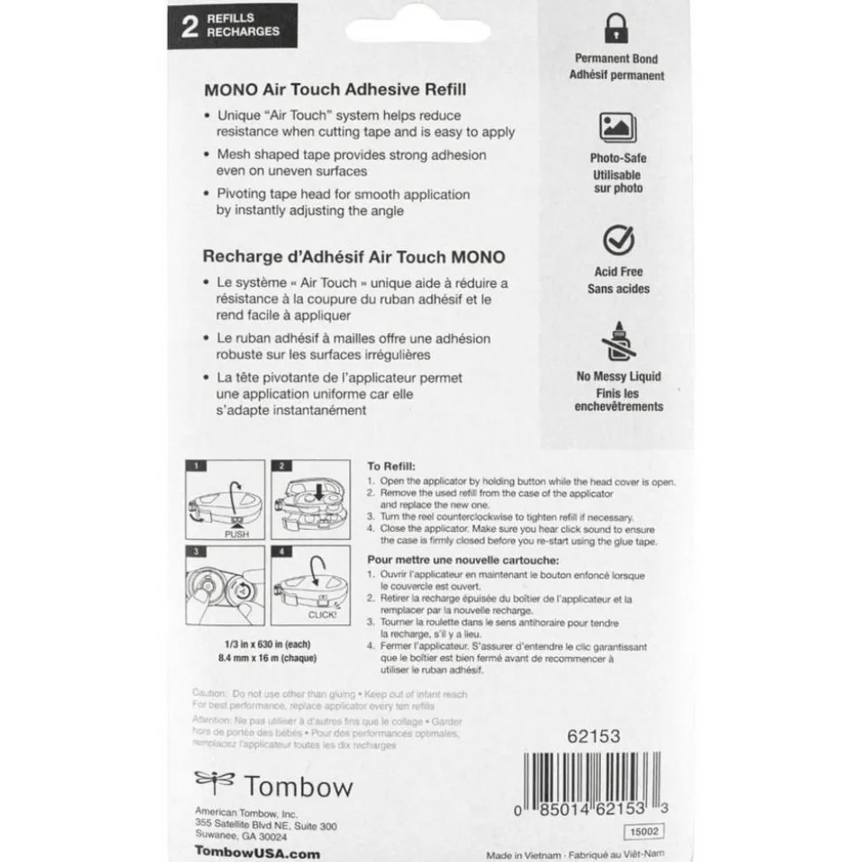 Tombow Refill 2-Pack, MONO Air Touch Adhesive