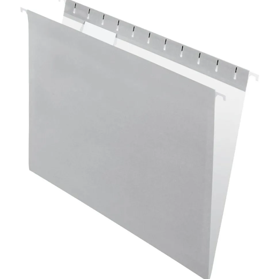 2-Tone Hanging File Folders, 1/5 Cut, 8 1/2" x 11", Letter Size, Gray, Box Of 25 Folders