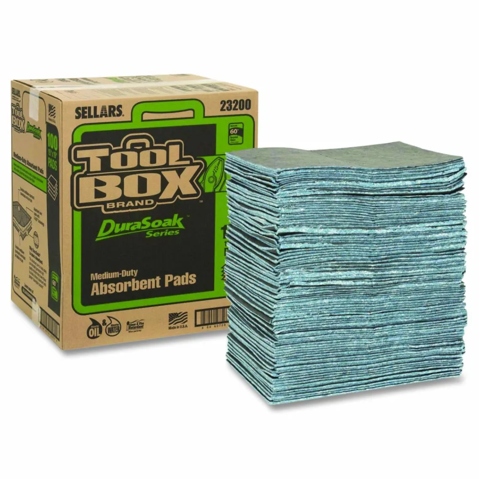 TOOLBOX DuraSoak Universal Sorbents Medium Duty Pad, 0.26 gal, 15 x 19, 100/Carton