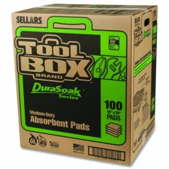 TOOLBOX DuraSoak Universal Sorbents Medium Duty Pad, 0.26 gal, 15 x 19, 100/Carton