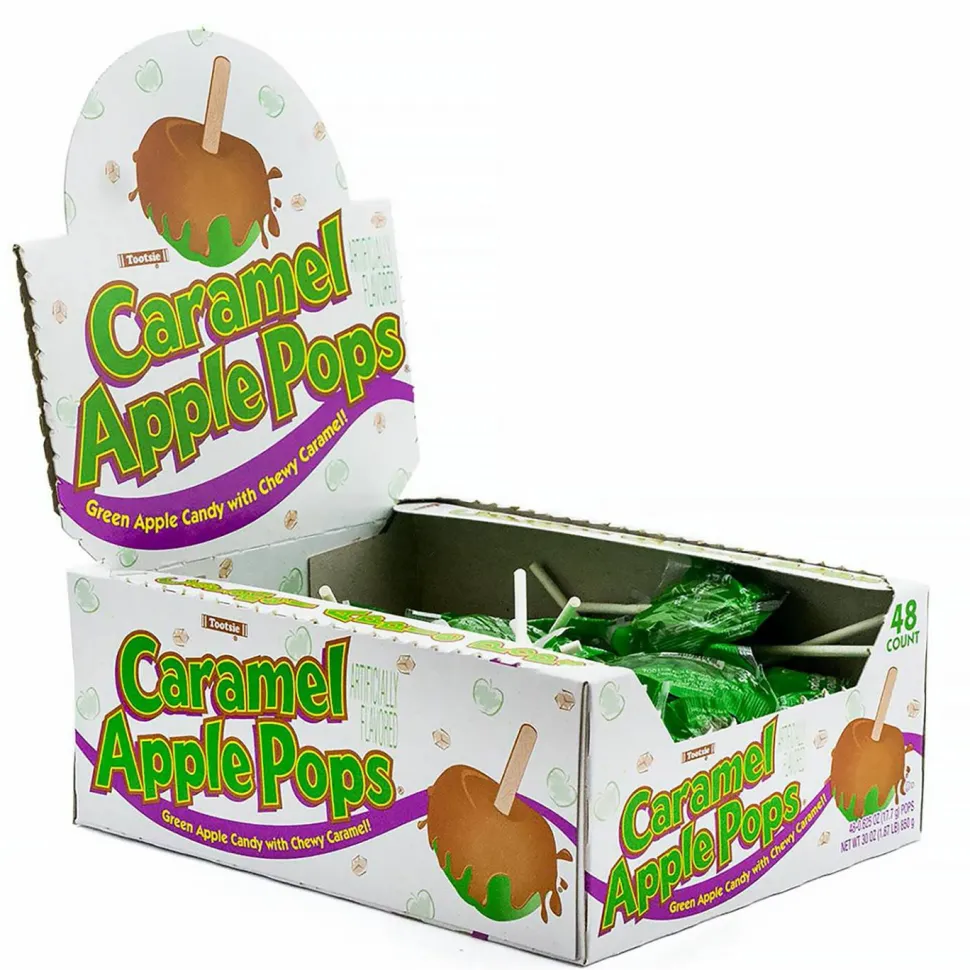Tootsie Roll Caramel Apple Pops, 0.63 oz Individually Wrapped, 48/Box, 2 Boxes/Carton