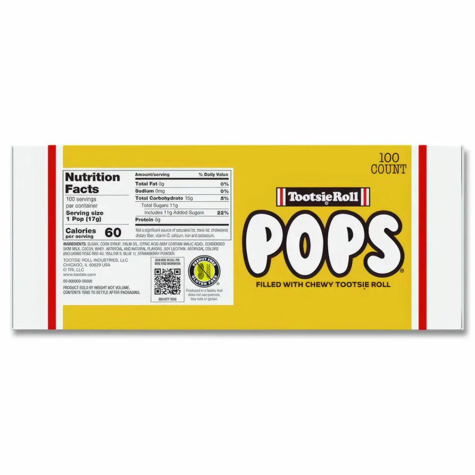 Tootsie Roll Tootsie Pops, Assorted Original Flavors, 0.6 oz Lollipops, 100/Box