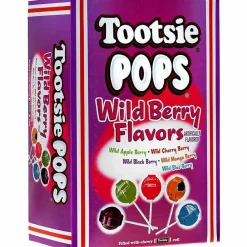 Tootsie Roll Tootsie Pops, Assorted Wild Berry Flavors, 0.6 oz Lollipops, 100/Box