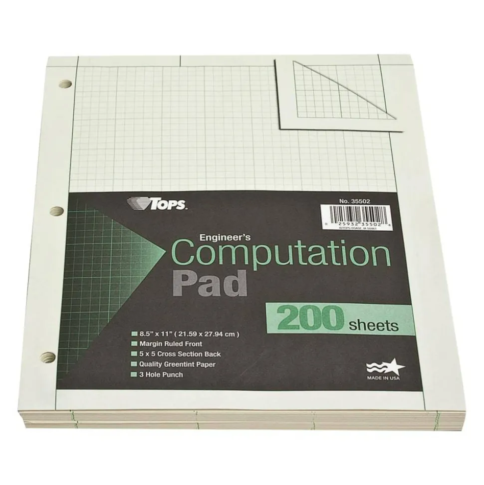 TOPS Engineer's Computation Pad, 8 1/2" x 11", 200 Sheets, Green