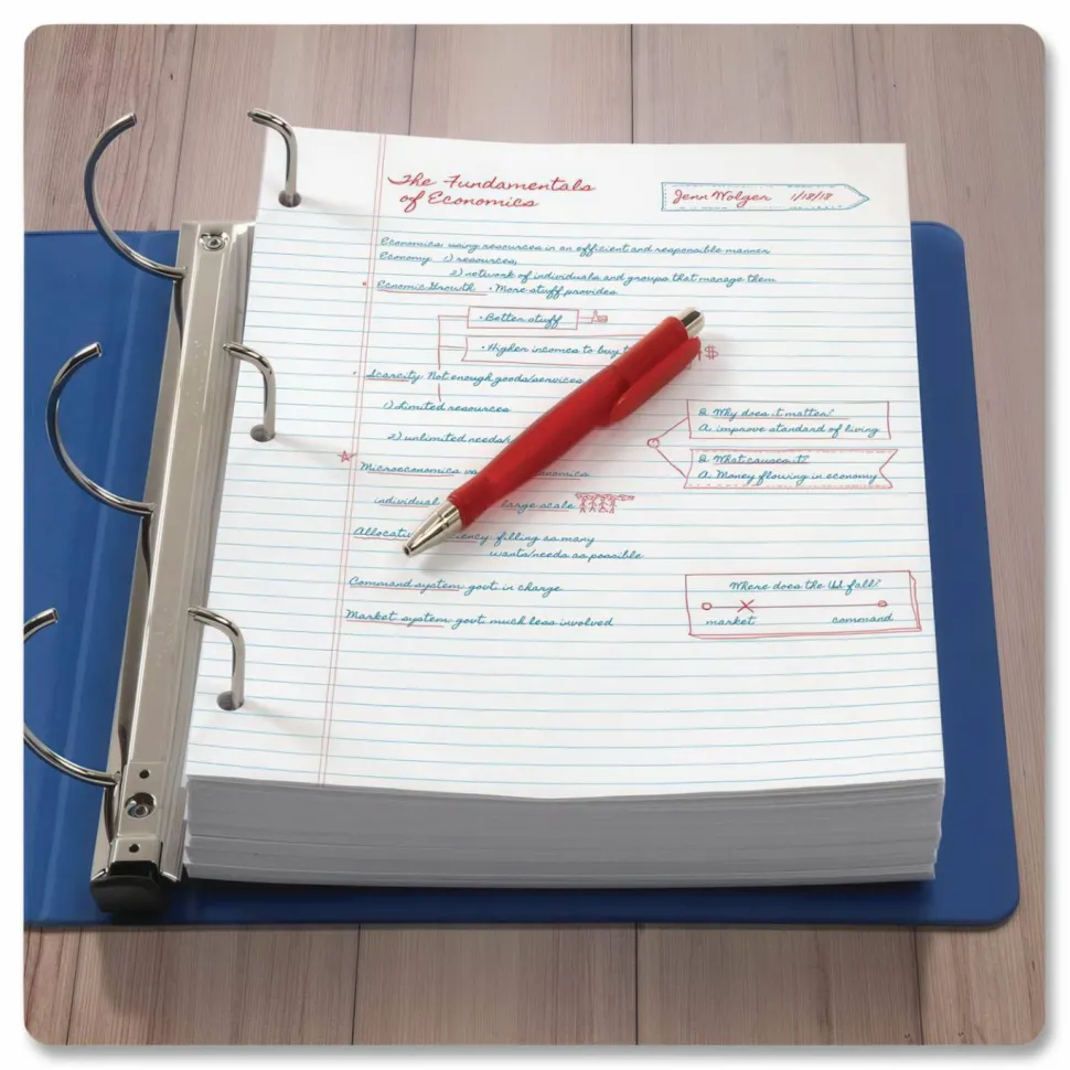 TOPS Filler Paper, 3-Hole, 8.5 x 11, Medium/College Rule, 500/Pack