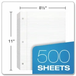 TOPS Filler Paper, 3-Hole, 8.5 x 11, Medium/College Rule, 500/Pack