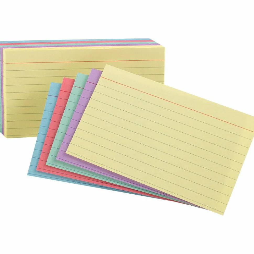 Tops Index Cards, Ruled, 5" x 8", Assorted Colors, Pack Of 100