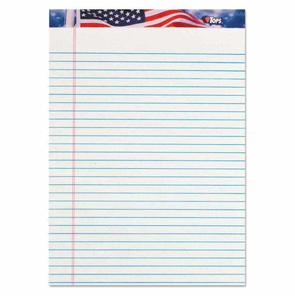 TOPS American Pride Legal Rule Writing Pad - 50 Sheets - Legal Ruled - 16 lb Basis Weight - 8 1/2"x11 3/4" - 75140