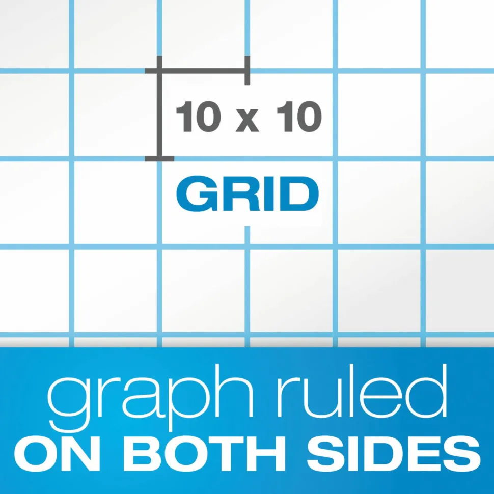 TOPS Cross Section Pads, Quadrille Rule (10 sq/in, 1 sq/in), (50) White 8.5 x 11 Sheets