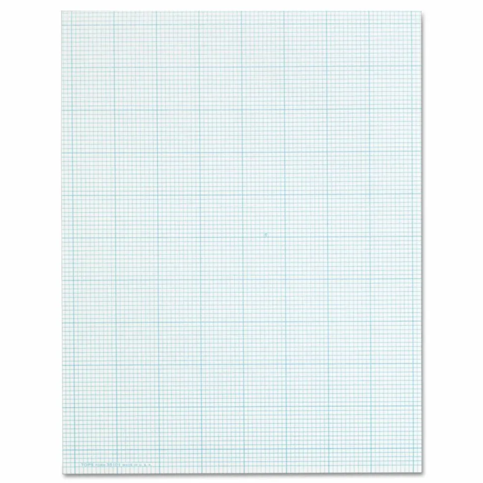 TOPS Cross Section Pads, Quadrille Rule (10 sq/in, 1 sq/in), (50) White 8.5 x 11 Sheets