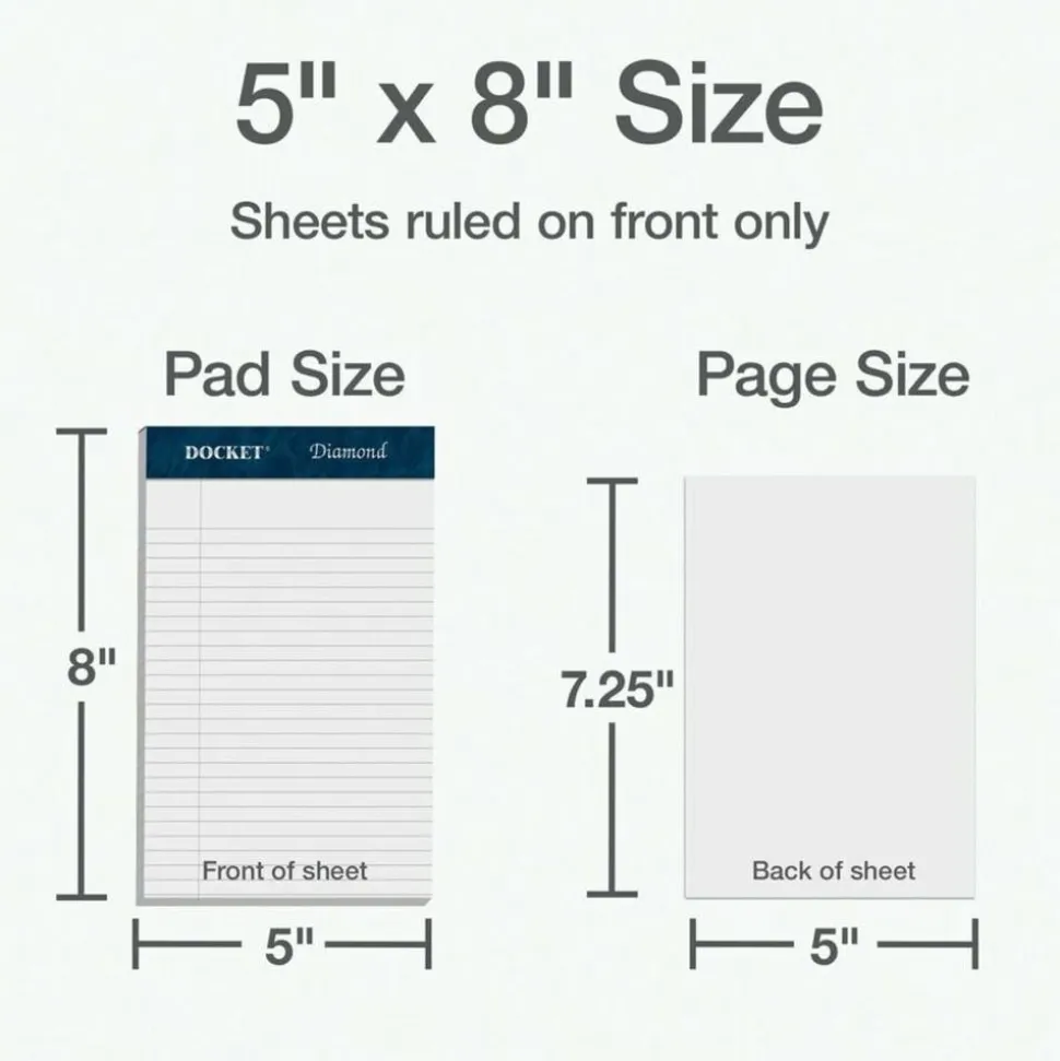 TOPS Docket Diamond Jr. 100% Recycled Writing Pads, 5" x 8", Legal Ruled, 50 Sheets, White, Pack Of 4 Pads