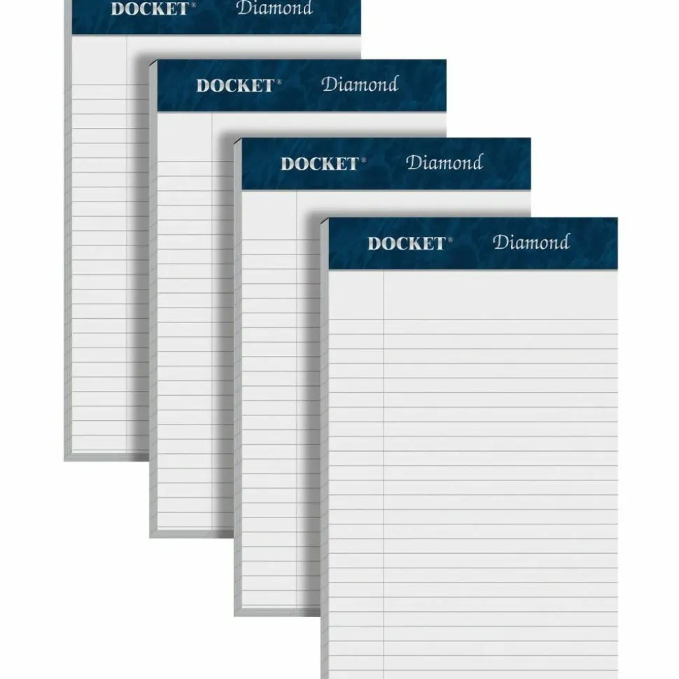 TOPS Docket Diamond Jr. 100% Recycled Writing Pads, 5" x 8", Legal Ruled, 50 Sheets, White, Pack Of 4 Pads