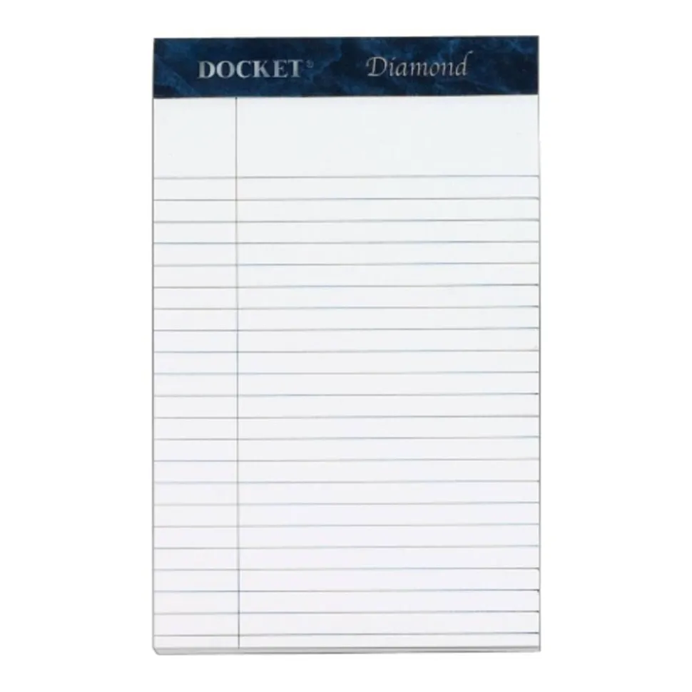 TOPS Docket Diamond Jr. 100% Recycled Writing Pads, 5" x 8", Legal Ruled, 50 Sheets, White, Pack Of 4 Pads
