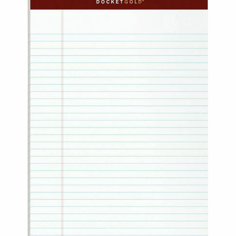 TOPS Docket Gold Premium Writing Pads, 8 1/2" x 11 3/4", Legal Ruled, 50 Sheets, White, Pack Of 12 Pads