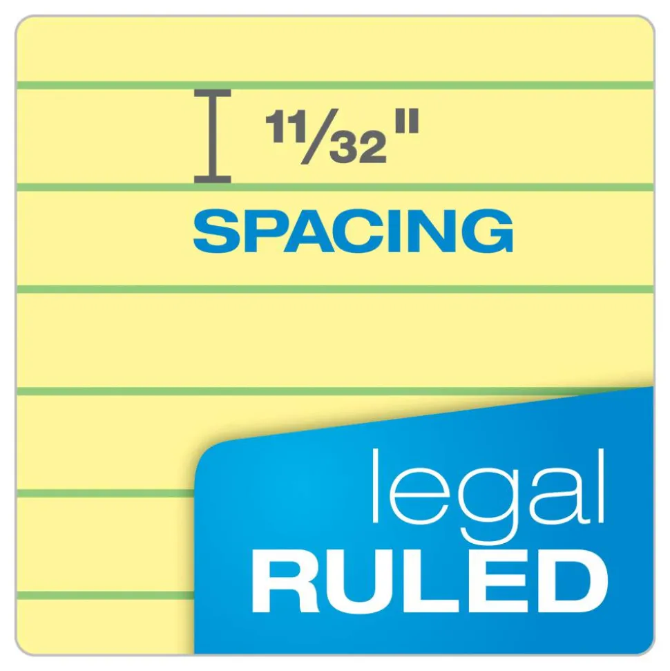 TOPS Docket Gold Premium Writing Pads, 8 1/2" x 11 3/4", Legal Ruled, 50 Sheets, Canary, Pack Of 12 Pads
