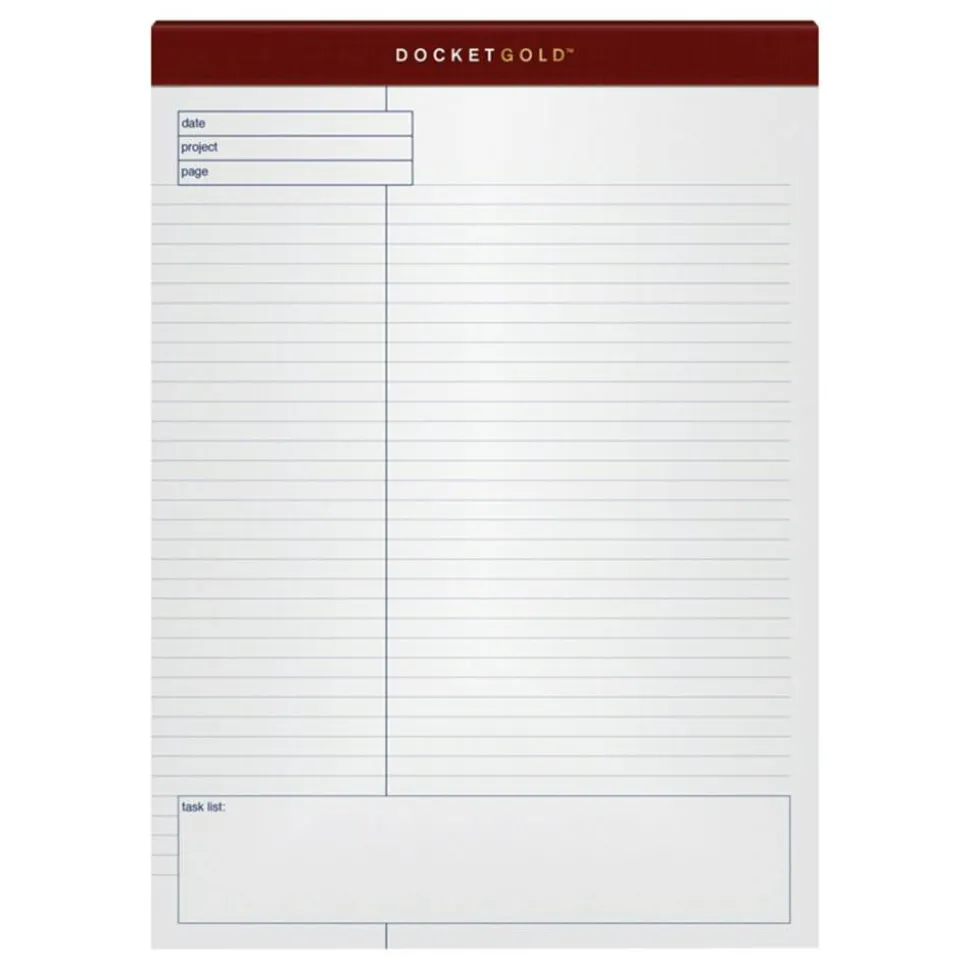 TOPS Docket Gold Premium Writing Pads, 8 1/2" x 11 3/4", Wide Ruled, 40 Sheets, White, Pack Of 4 Pads