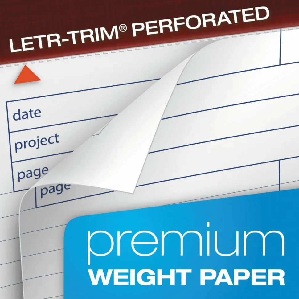 TOPS Docket Gold Premium Writing Pads, 8 1/2" x 11 3/4", Wide Ruled, 40 Sheets, White, Pack Of 4 Pads
