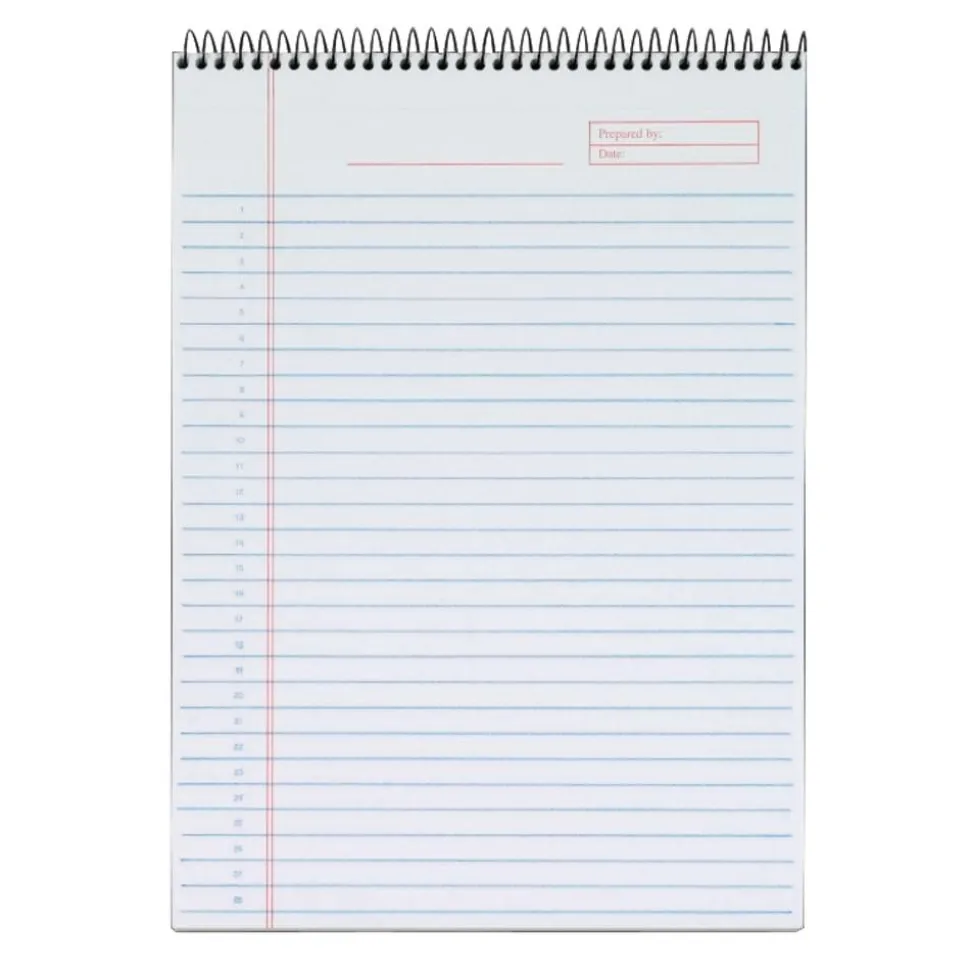 TOPS Docket Gold Wirebound Writing Pad, 8 1/2" x 11 3/4", Legal Ruled, 70 Sheets, White