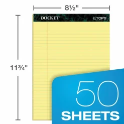 TOPS Docket Writing Pads, 8 1/2" x 11 3/4", Legal Ruled, 50 Sheets Per Pad, Canary, Pack Of 12 Pads
