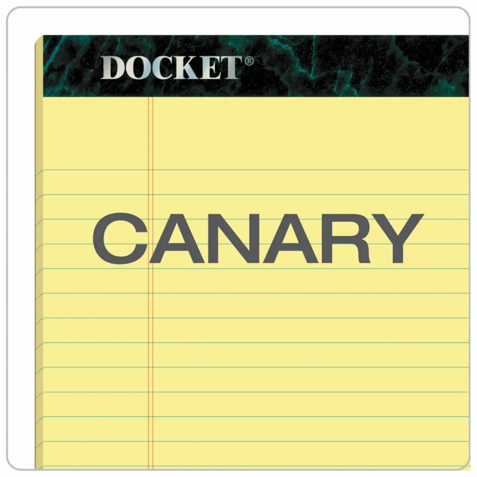 TOPS Docket Writing Pads, 8 1/2" x 11 3/4", Legal Ruled, 50 Sheets Per Pad, Canary, Pack Of 12 Pads