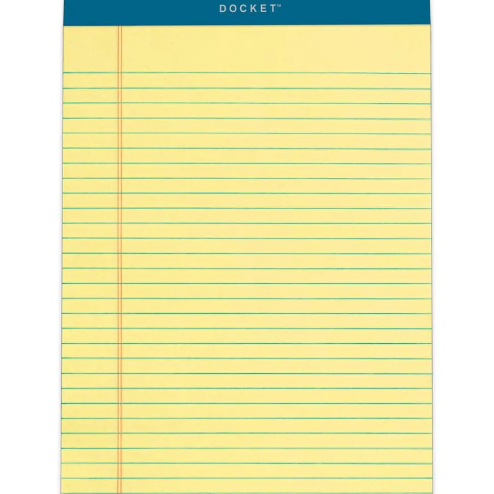 TOPS Docket Writing Pads, 8 1/2" x 11 3/4", Legal Ruled, 50 Sheets Per Pad, Canary, Pack Of 12 Pads