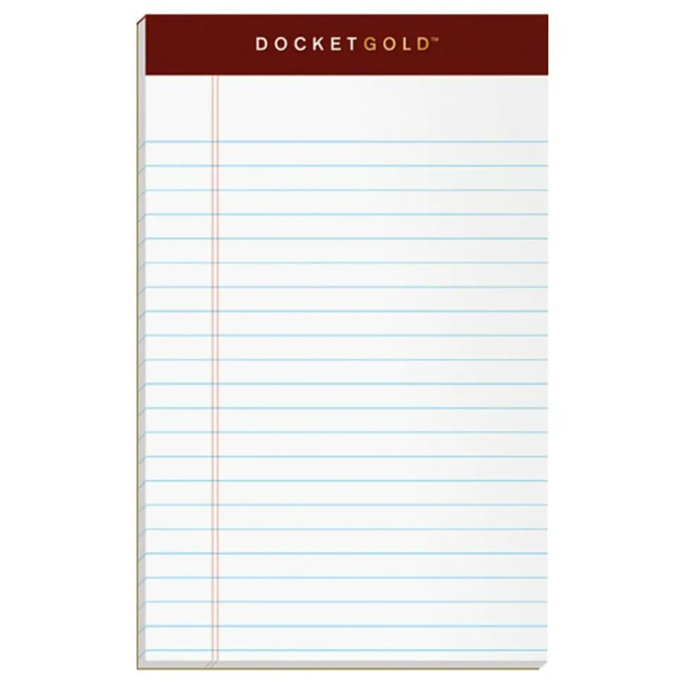 TOPS Docket Writing Tablet, 5" x 8", Jr. Legal Rule, White, 50 Sheets Per Pad, Pack Of 6 Pads