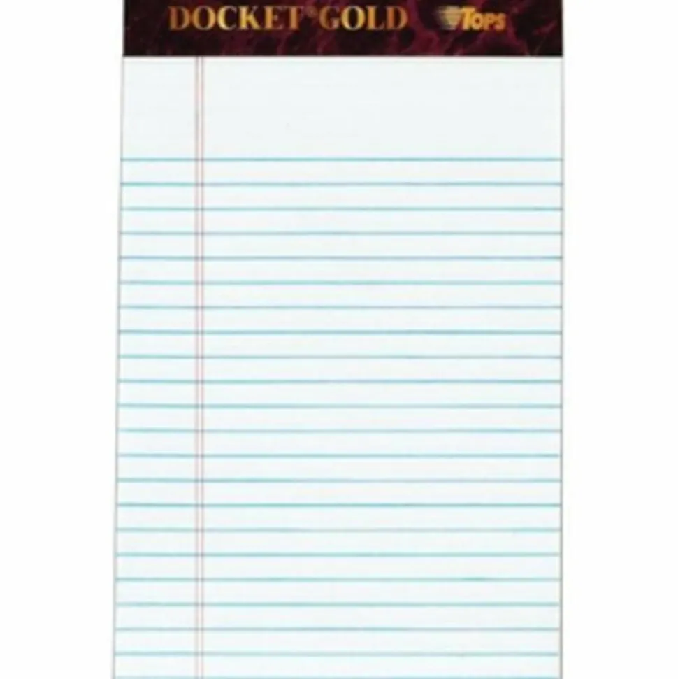 TOPS Docket Writing Tablet, 5" x 8", Jr. Legal Rule, White, 50 Sheets Per Pad, Pack Of 6 Pads