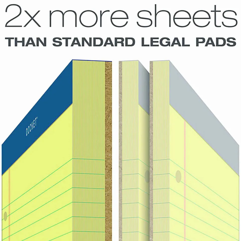 TOPS Double Docket Legal Pad, 8 1/2" x 11.75", Canary, 100 Sheets