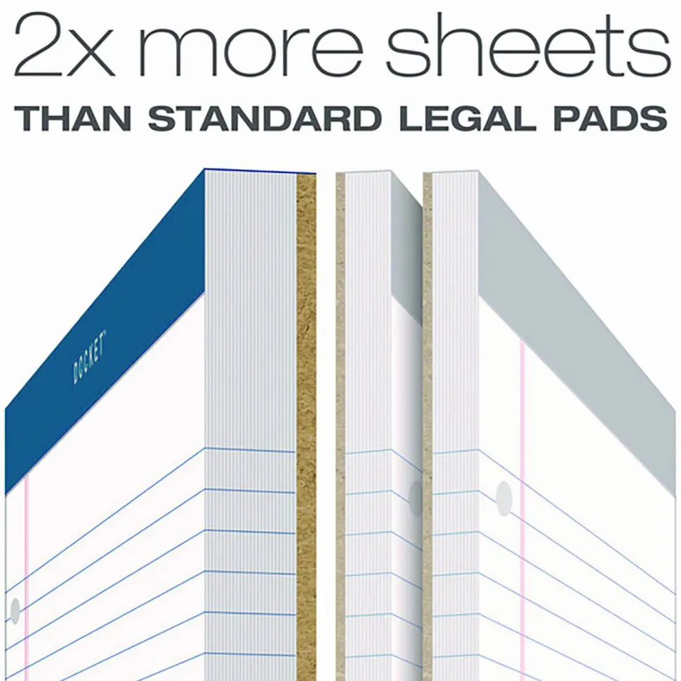 TOPS Double Docket Rigid Back Legal Pads - 100 Sheets - Stapled/Glued - Ruled - 16 lb Basis Weight - 8 1/2"x11 3/4" - 63384