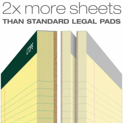 TOPS Double Docket Writing Pads, 8 1/2" x 11 3/4", Narrow Ruled, 100 Sheets, Canary, Pack Of 6 Pads