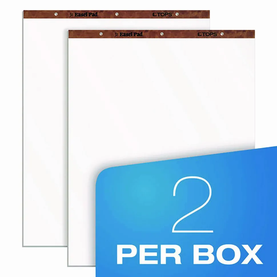 TOPS Easel Pads, 27" x 34", Plain White Paper, 50 Sheets, Box Of 2
