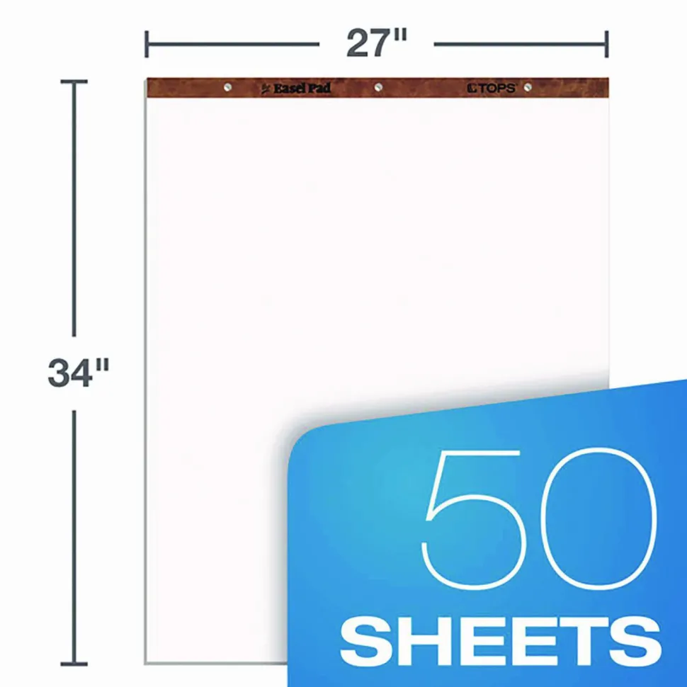 TOPS Easel Pads, 27" x 34", Plain White Paper, 50 Sheets, Box Of 2