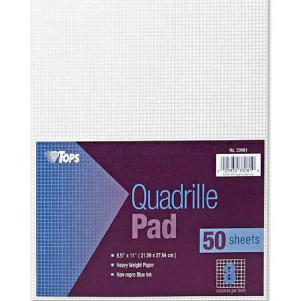 TOPS Graph Pad - 50 Sheets - Both Side Ruling Surface - 20 lb Basis Weight - Letter - 8 1/2" x 11" Sheet Size - White Paper - 1 Pad