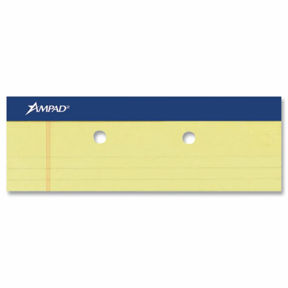 TOPS 2-Hole Punched Perforated Writing Pads, 8 1/2" x 14", Legal Ruled, 50 Sheets Per Pad, Canary, Pack Of 12 Pads