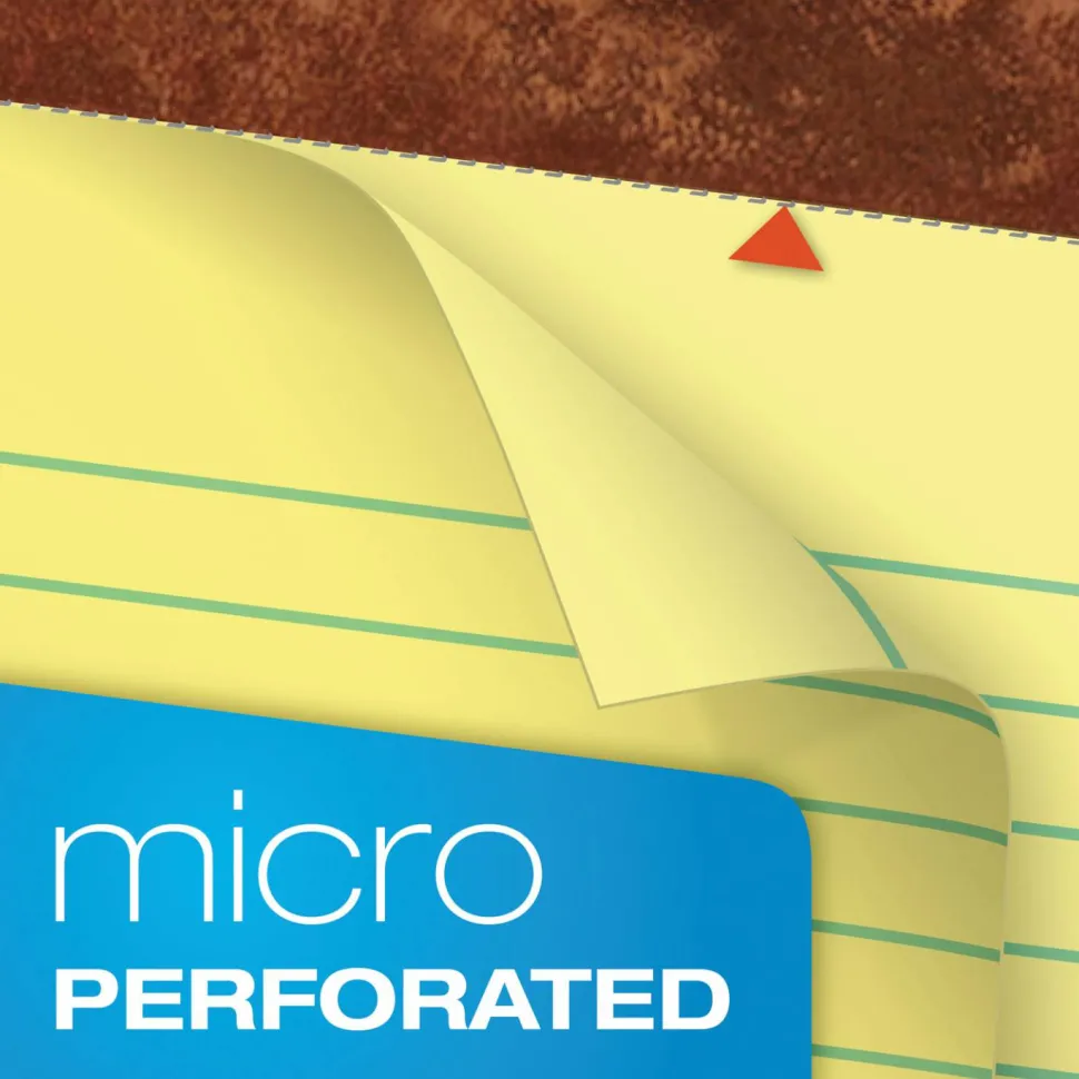 TOPS 2-Hole Punched Perforated Writing Pads, 8 1/2" x 11 3/4", Legal Ruled, 50 Sheets, Canary, Pack Of 12 Pads